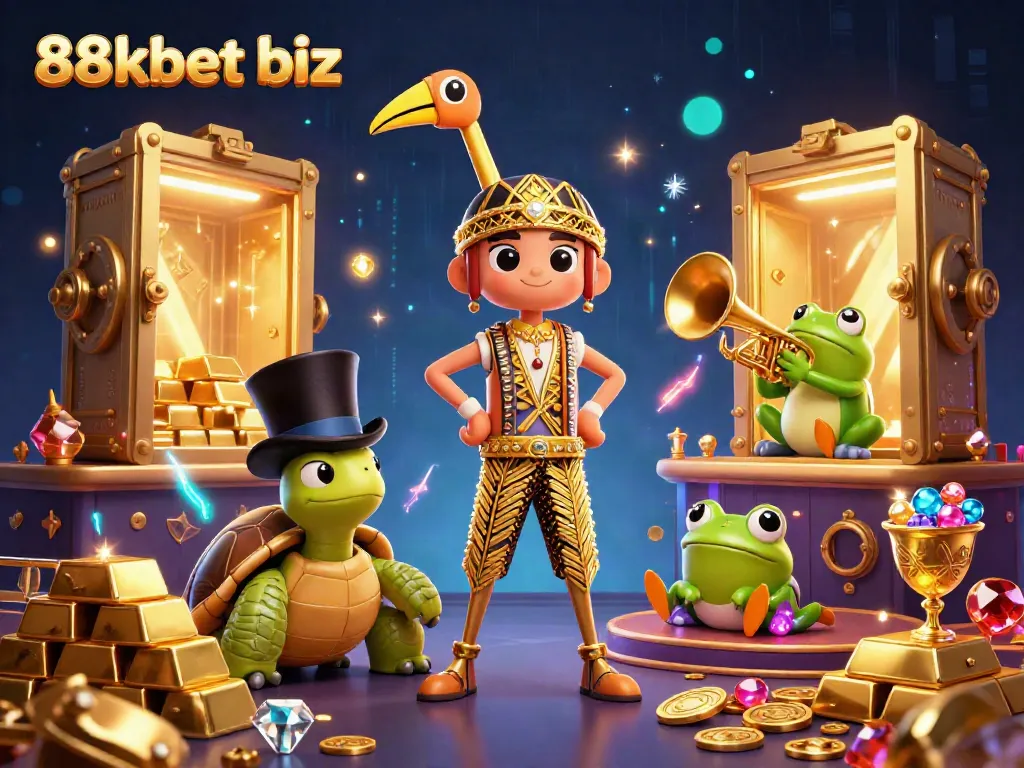 Engage with thrilling gameplay excitement at 88kbet biz, featuring a vibrant 3D casino scene.